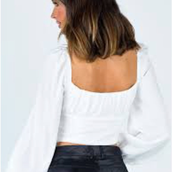 500. Princess Polly Ariah Long Sleeve Top white size 0 - Picture 2 of 6
